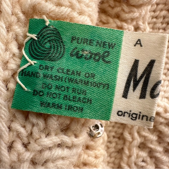 Vintage Mary Smith Hand Knitted Wool Ireland Fisherman's Cable Sweater Cardigan - Picture 7 of 15